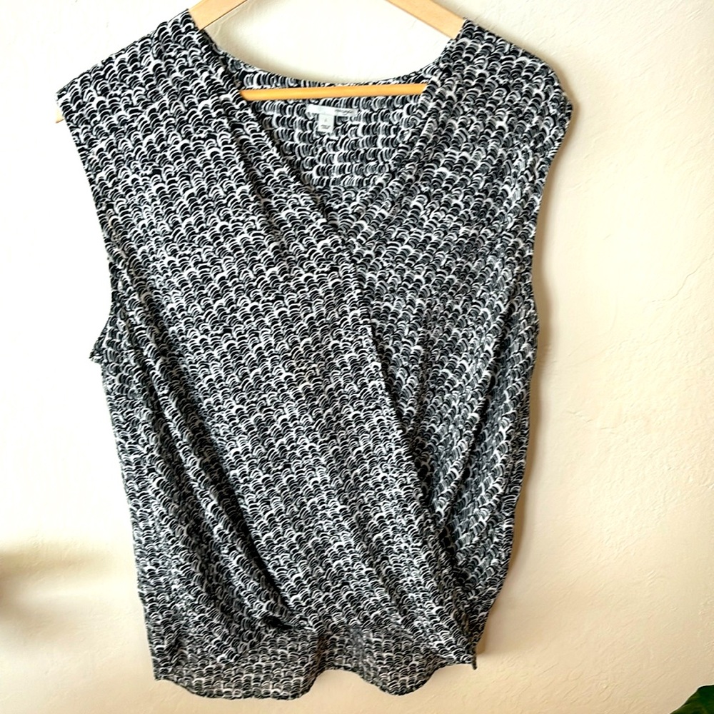 Halogen Black White Polyester Top - image 1